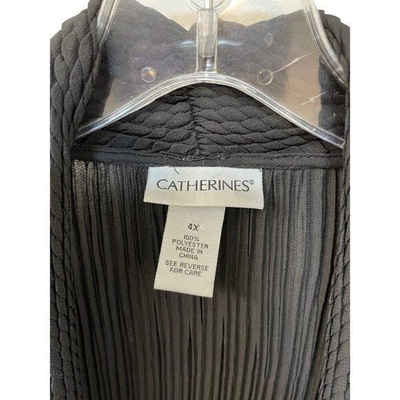 Catherine’s Black Ribbed Open Front Waterfall Knit Basic Cardigan Plus Size 4X - Picture 2 of 6